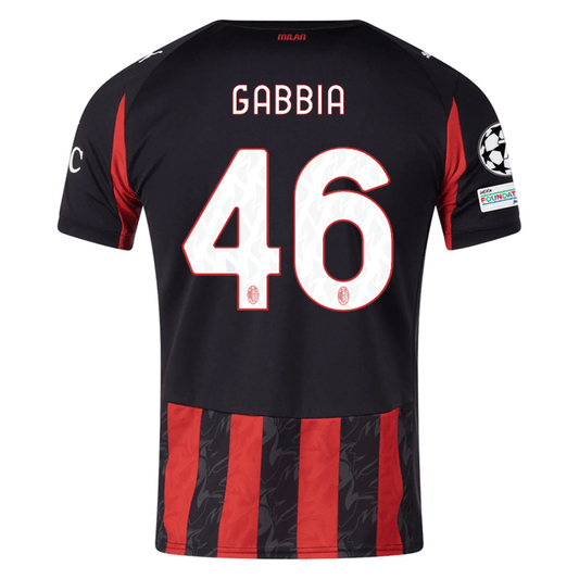 Puma Gabbia Men's AC Milan Home Jersey w/ Champions League Patches 25/26 (Red/Black) | SoccerWearhouse