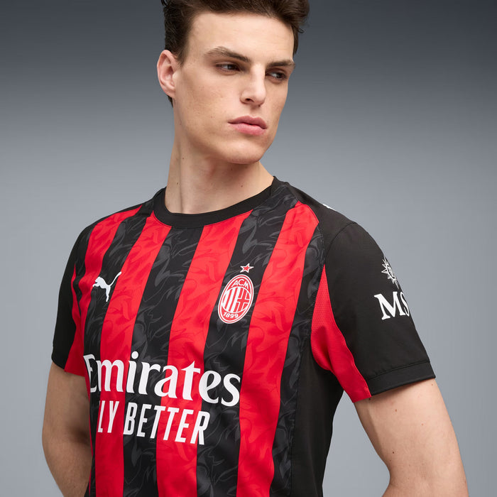 Puma Bartesaghi Men's AC Milan Authentic Home Jersey 25/26 w/ Seria A Patch (Red/Black) | SoccerWearhouse