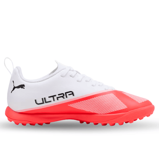 Puma Jr. Ultra 7 Play Turf Soccer Shoes (White/Pink) | SoccerWearhouse