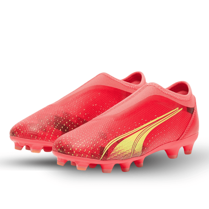 Puma Jr. Ultra Match Laceless FG/AG (Coral/Fizzy Light/Black) | SoccerWearhouse