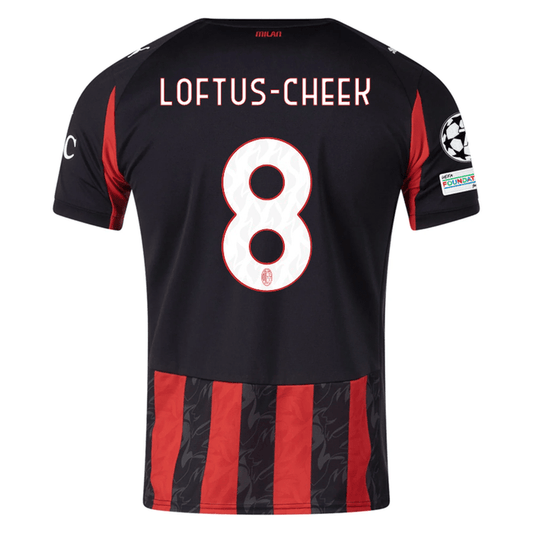 Puma Loftus - Cheek Men's AC Milan Home Jersey w/ Champions League Patches 25/26 (Red/Black) | SoccerWearhouse