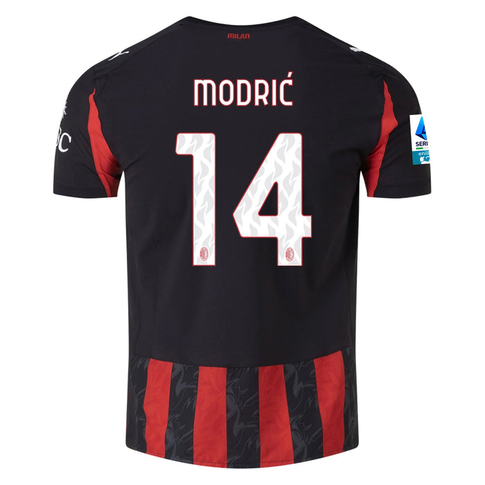 Puma Luka Modric Men's AC Milan Authentic Home Jersey 25/26 w/ Seria A Patch (Red/Black) | SoccerWearhouse