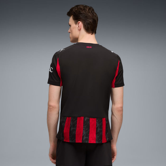 Puma Bartesaghi Men's AC Milan Authentic Home Jersey 25/26 w/ Seria A Patch (Red/Black) | SoccerWearhouse