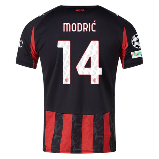 Puma Luka Modric Men's AC Milan Home Jersey w/ Champions League Patches 25/26 (Red/Black) | SoccerWearhouse
