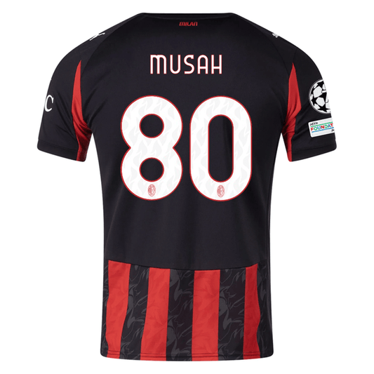 Puma Musah Men's AC Milan Home Jersey w/ Champions League Patches 25/26 (Red/Black) | SoccerWearhouse