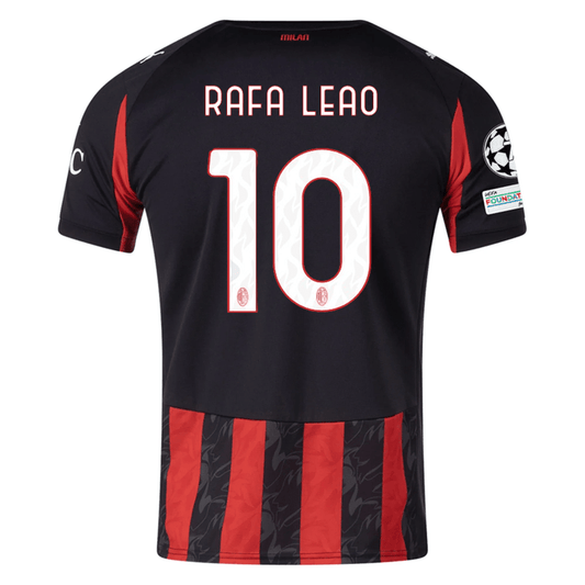 Puma Rafa Leao Men's AC Milan Home Jersey w/ Champions League Patches 25/26 (Red/Black) | SoccerWearhouse