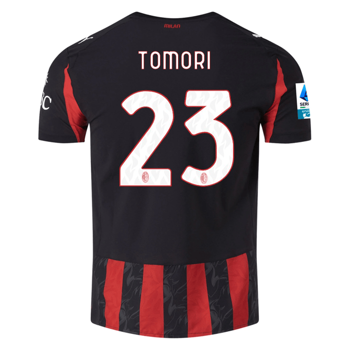 Puma Tomori Men's AC Milan Authentic Home Jersey 25/26 w/ Seria A Patch (Red/Black) | SoccerWearhouse