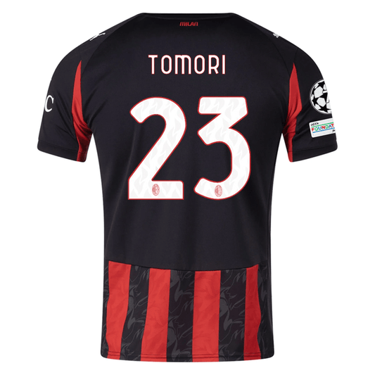 Puma Tomori Men's AC Milan Home Jersey w/ Champions League Patches 25/26 (Red/Black) | SoccerWearhouse