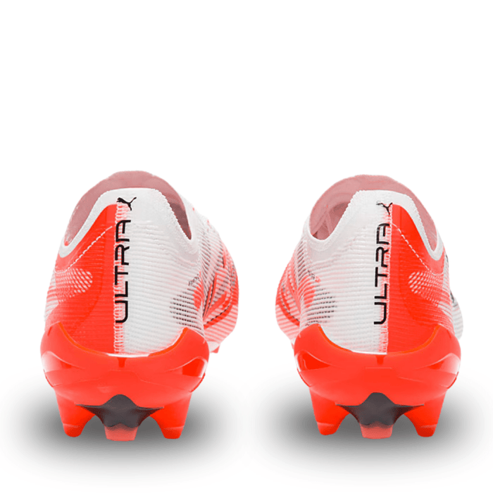 Puma Ultra 5 Ultimate FG Soccer Cleats (Puma White/Puma Black/Red) | SoccerWearhouse