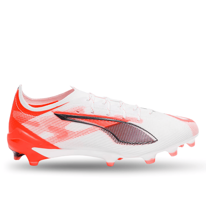 Puma Ultra 5 Ultimate FG Soccer Cleats (Puma White/Puma Black/Red) | SoccerWearhouse