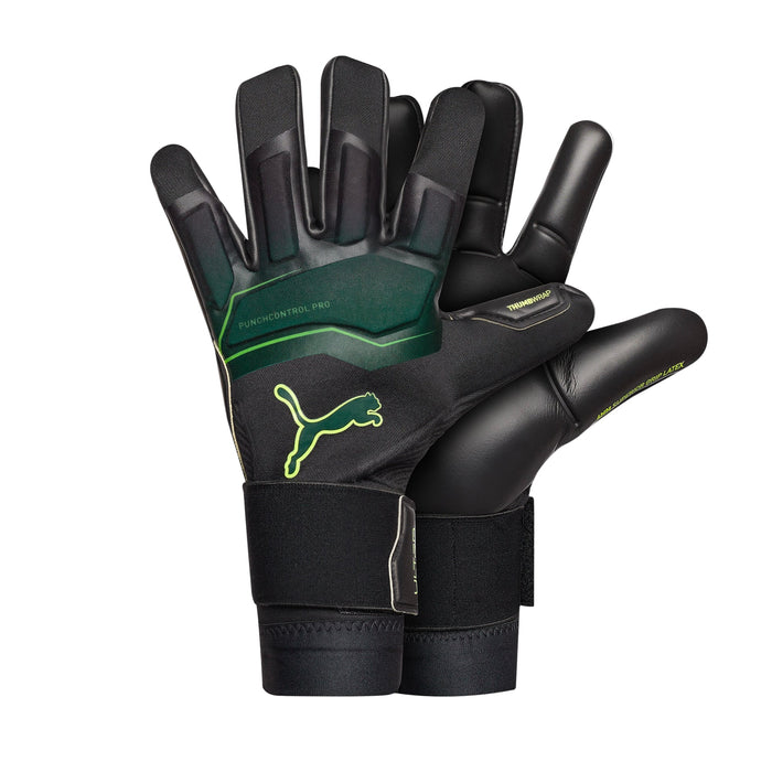 Puma Ultra Ultimate Hybrid Goalkeeper Gloves (Black/Green/Fizzy Light) | SoccerWearhouse