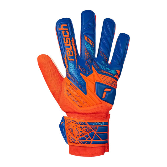 Reusch Attrakt Stater Solid Goalkeeper Glove (Electric Blue/Shocking Orange) | SoccerWearhouse