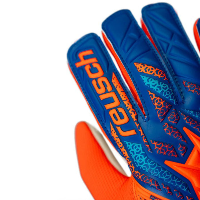 Reusch Youth Jr. Attrakt Starter Solid Junior Goalkeeper Gloves (Electric Blue/Shocking Orange) | SoccerWearhouse