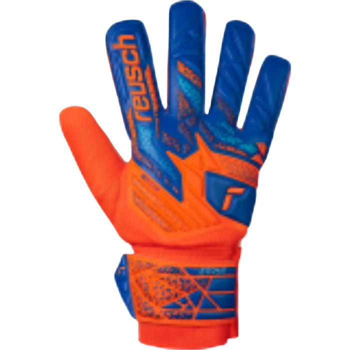 Reusch Youth Jr. Attrakt Starter Solid Junior Goalkeeper Gloves (Electric Blue/Shocking Orange) | SoccerWearhouse