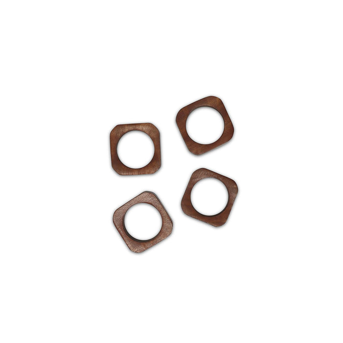 S|P Collection Servetring 4,5x4,5cm vierkant hout Moku - set/4