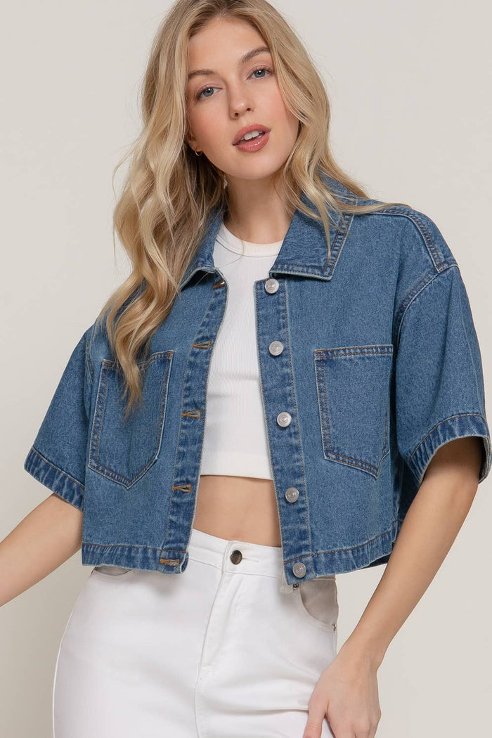Short Sleeve Boxy Short Denim