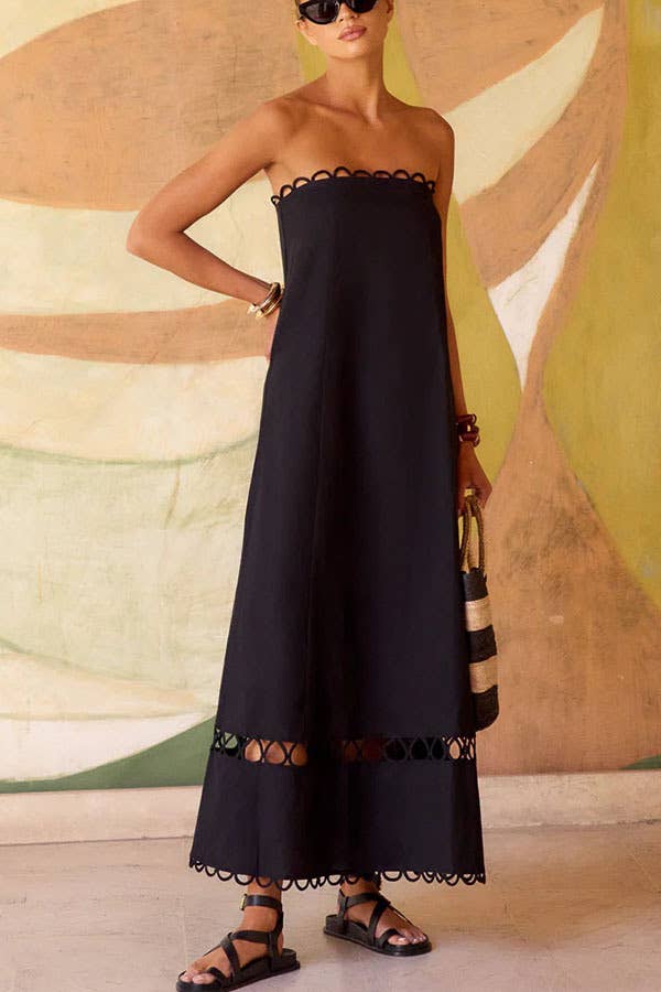 Strapless Dress with Circular Cutout Hem