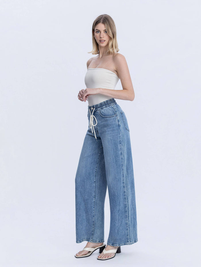 SUPER HIGH RISE ELASTIC WAISTBAND WIDE LEG