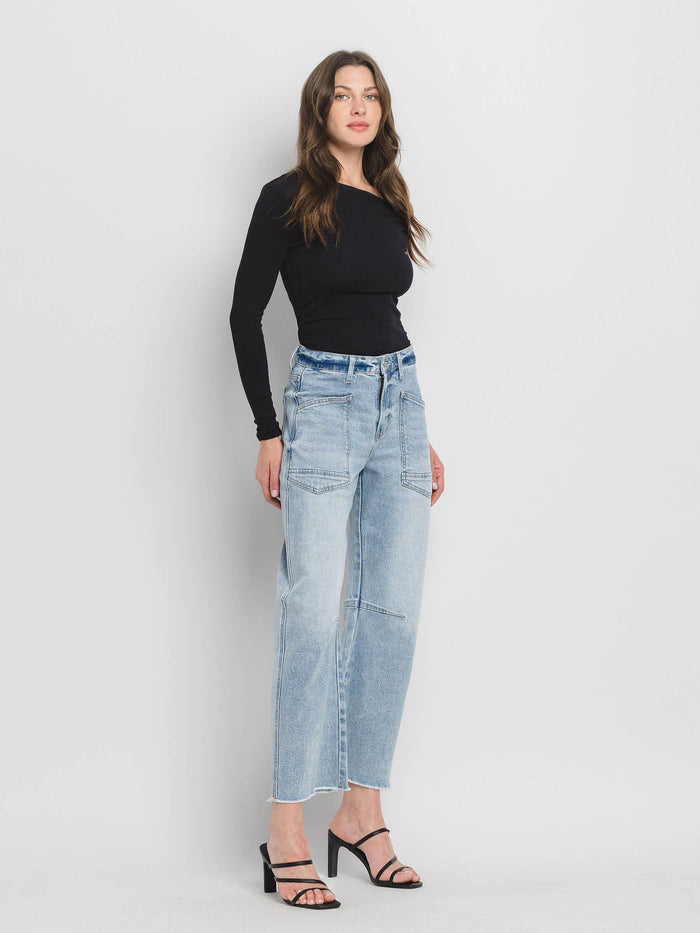 SUPER HIGH RISE LIGHT WASH BARREL JEANS V3575: HEROINE / 24