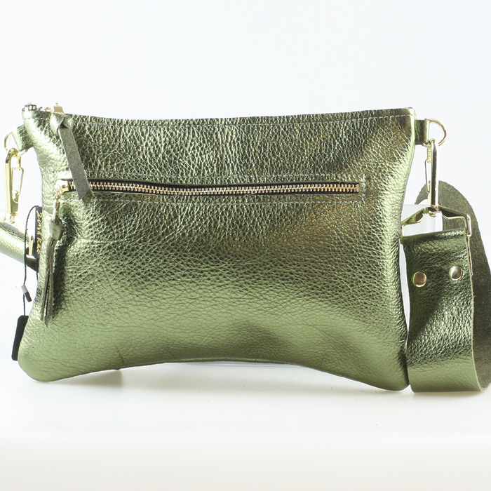 The Metallic Rita Crossbody and Hipbag: Jet