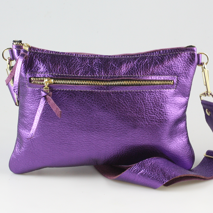 The Metallic Rita Crossbody and Hipbag: Jet