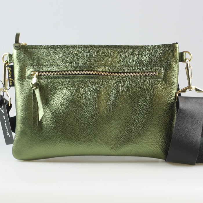 The Metallic Rita Crossbody and Hipbag: Jet