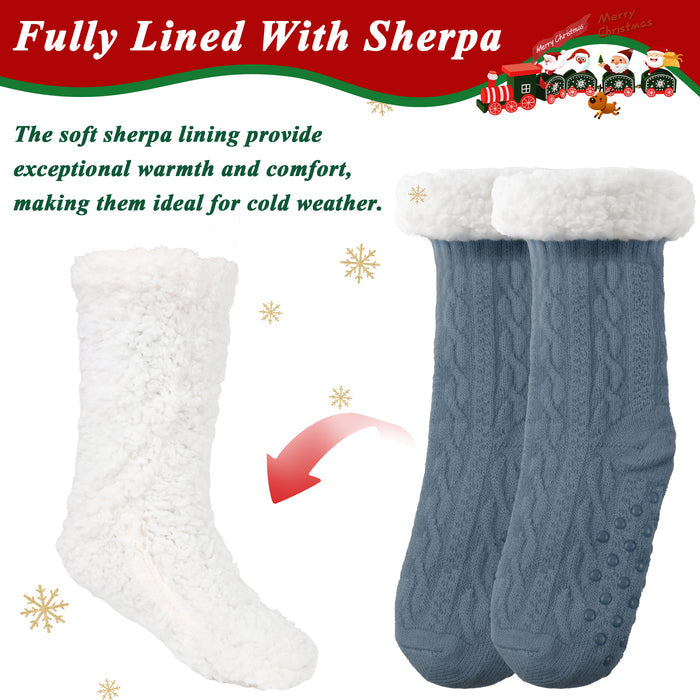 TRANSLINK Slipper Socks for Women with Gripper Winter Non Slip Thick Fuzzy Socks Warm Cozy Christmas Gift