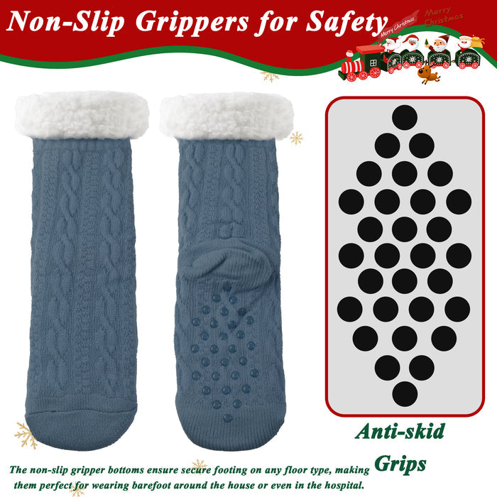 TRANSLINK Slipper Socks for Women with Gripper Winter Non Slip Thick Fuzzy Socks Warm Cozy Christmas Gift