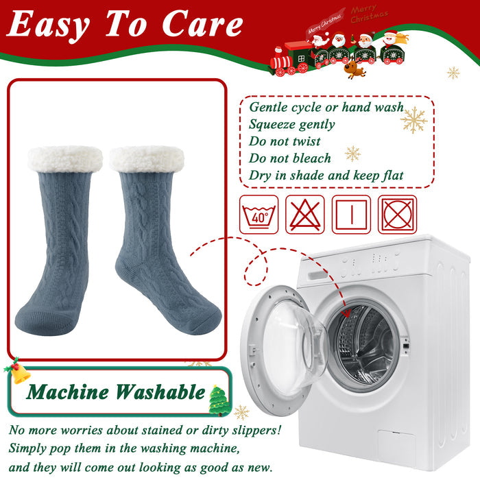 TRANSLINK Slipper Socks for Women with Gripper Winter Non Slip Thick Fuzzy Socks Warm Cozy Christmas Gift