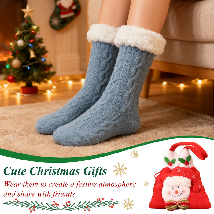 TRANSLINK Slipper Socks for Women with Gripper Winter Non Slip Thick Fuzzy Socks Warm Cozy Christmas Gift