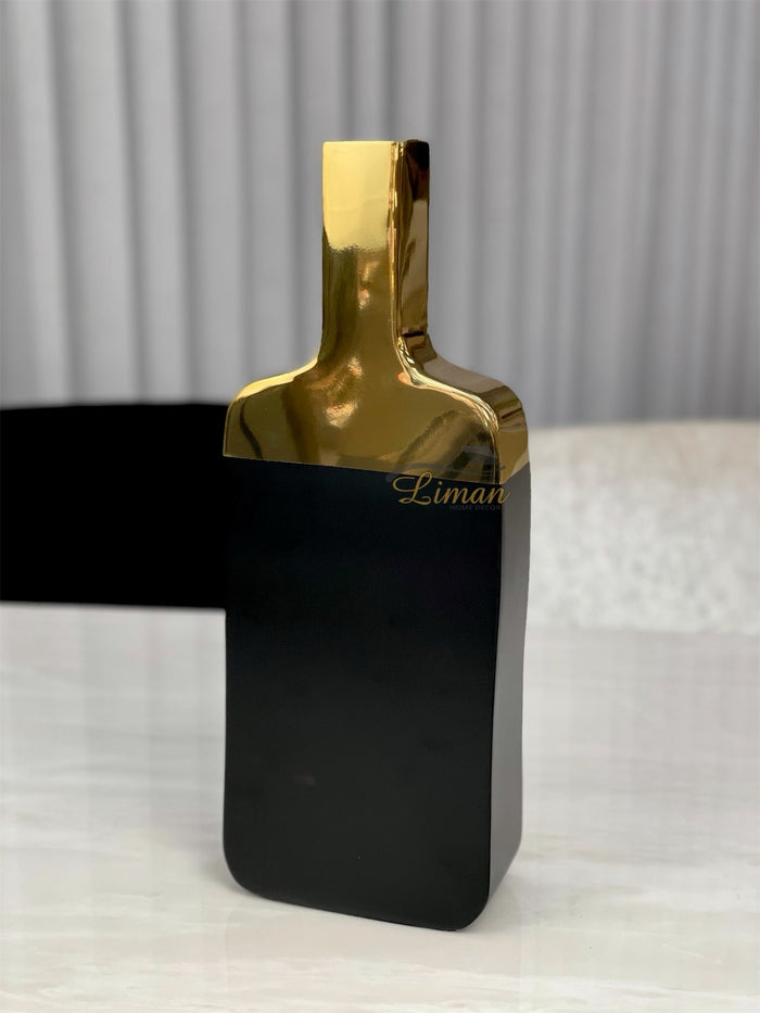 Liman Home Decor - Liman Online Vaas Goud / Zwart 17x8x45 Cm