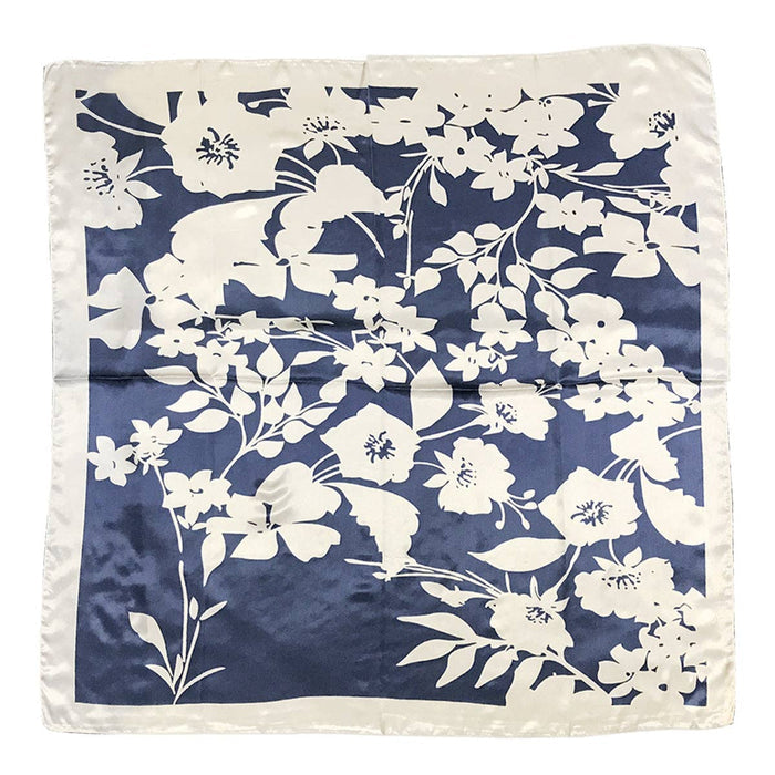 Wrapables Silk Satin Floral Neckerchief 35 x 35 Inch Square Scarf: Silhouette