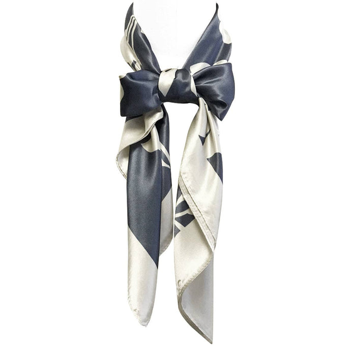 Wrapables Silk Satin Floral Neckerchief 35 x 35 Inch Square Scarf: Silhouette