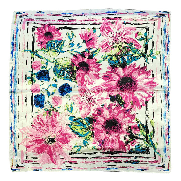 Wrapables Silk Satin Floral Neckerchief 35 x 35 Inch Square Scarf: Silhouette