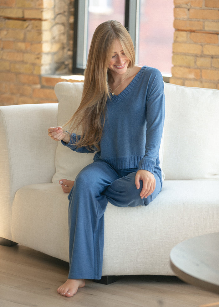 Z Supply® Courtney Navy Long Sleeve Top FF Tops